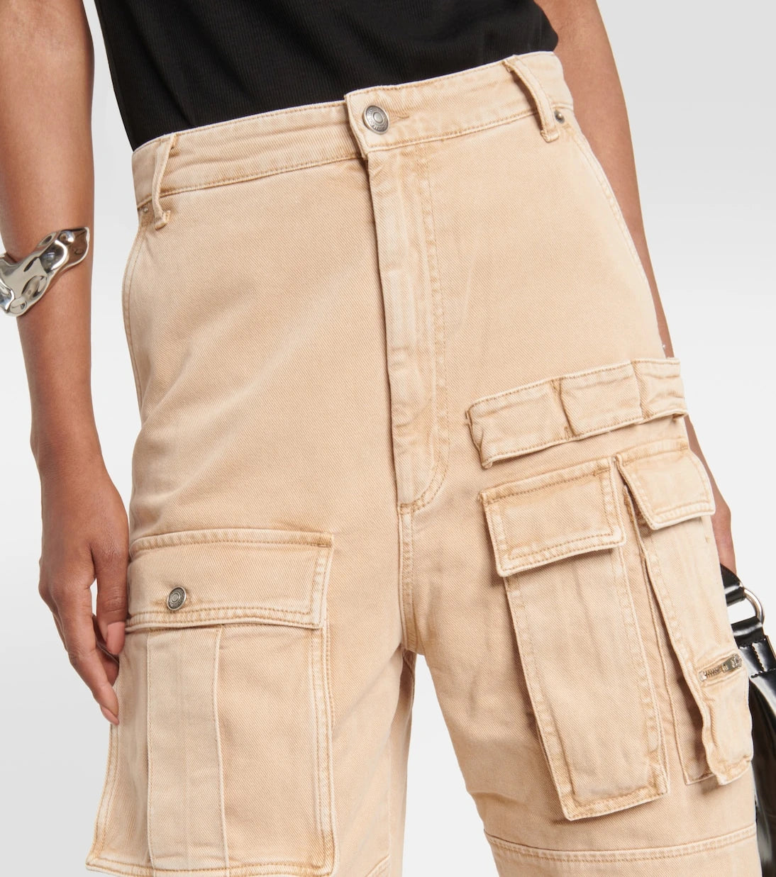 Sportmax - High-rise wide-leg denim cargo pants