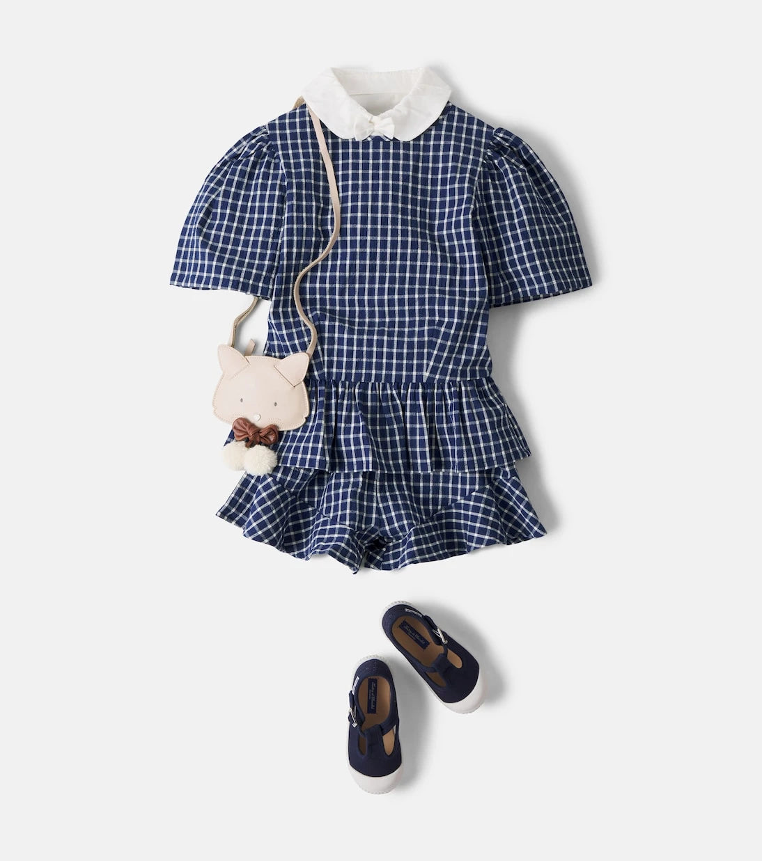 The New Society - Jasmine gingham cotton seersucker top