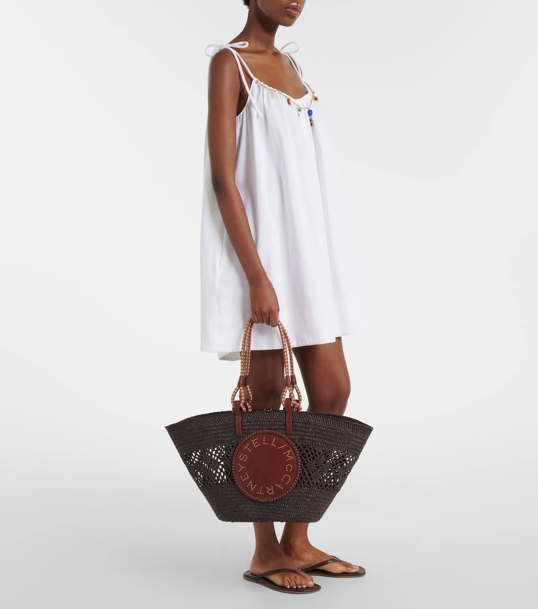 Stella McCartney - Logo Large raffia basket bag