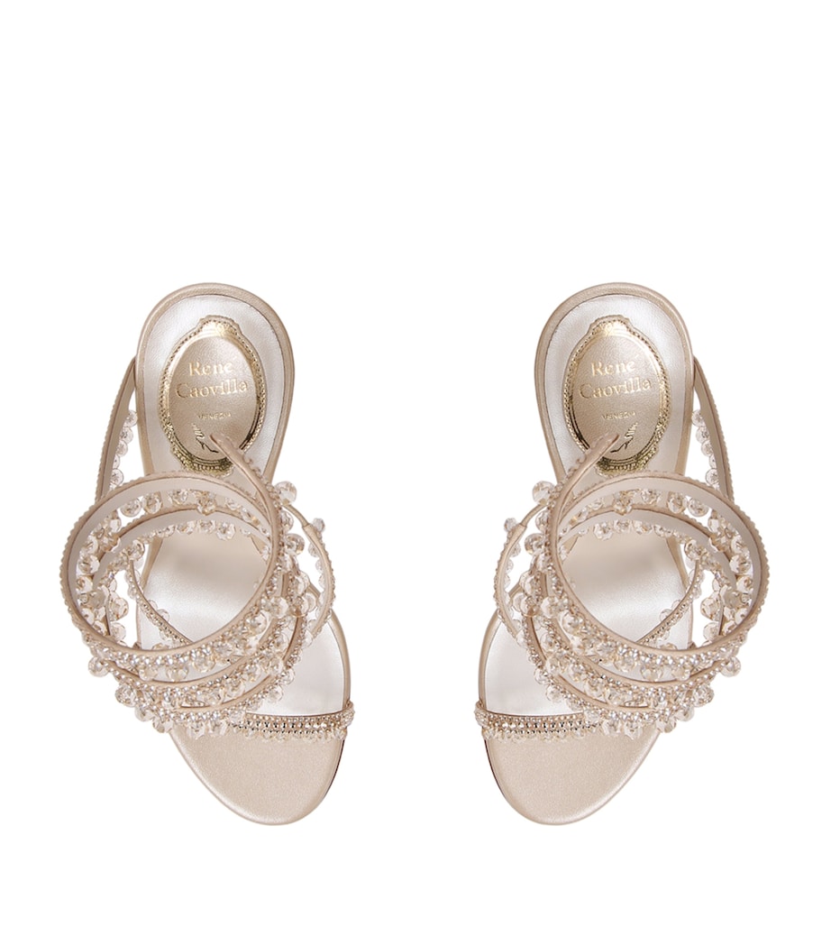 René Caovilla Nude Embellished Chandelier Sandals 105