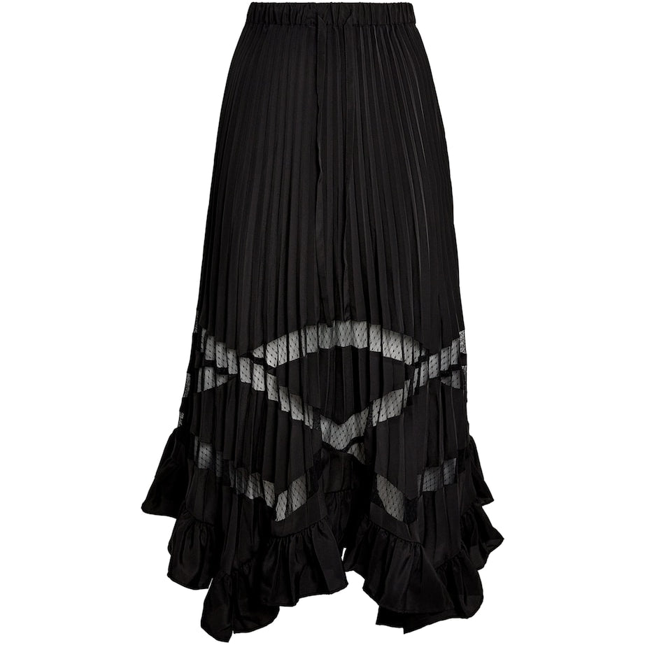 Claudie Pierlot Black Pleated Asymmetric Midi Skirt