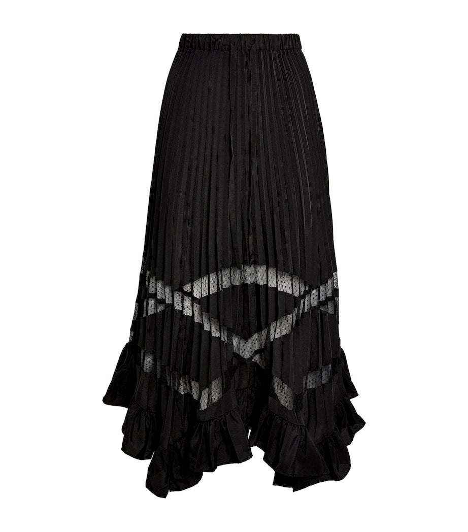 Claudie Pierlot Black Pleated Asymmetric Midi Skirt
