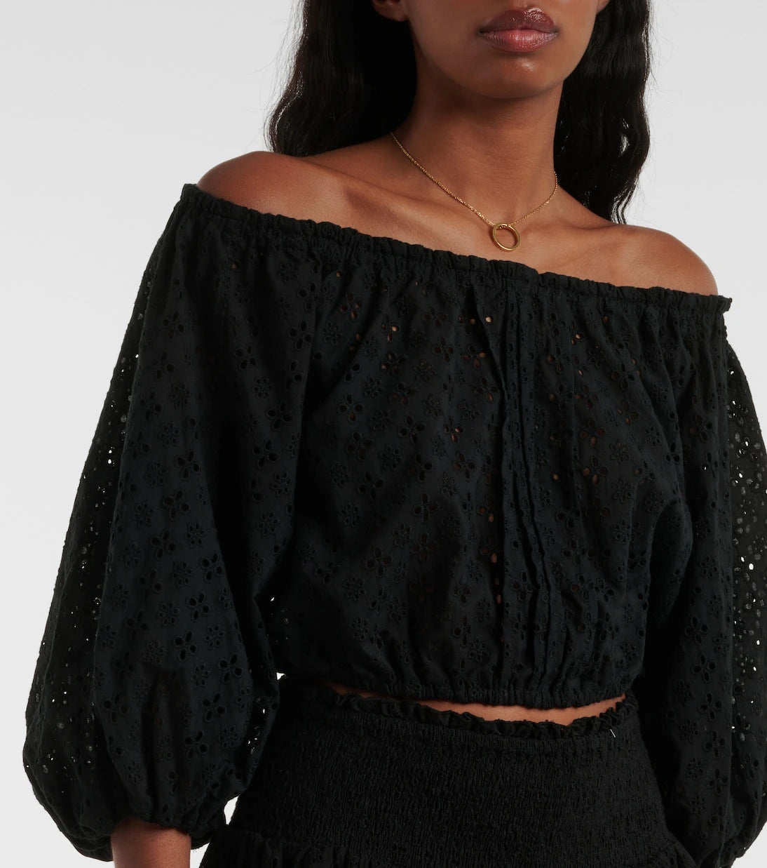 Poupette St Barth - Off-shoulder cotton crop top