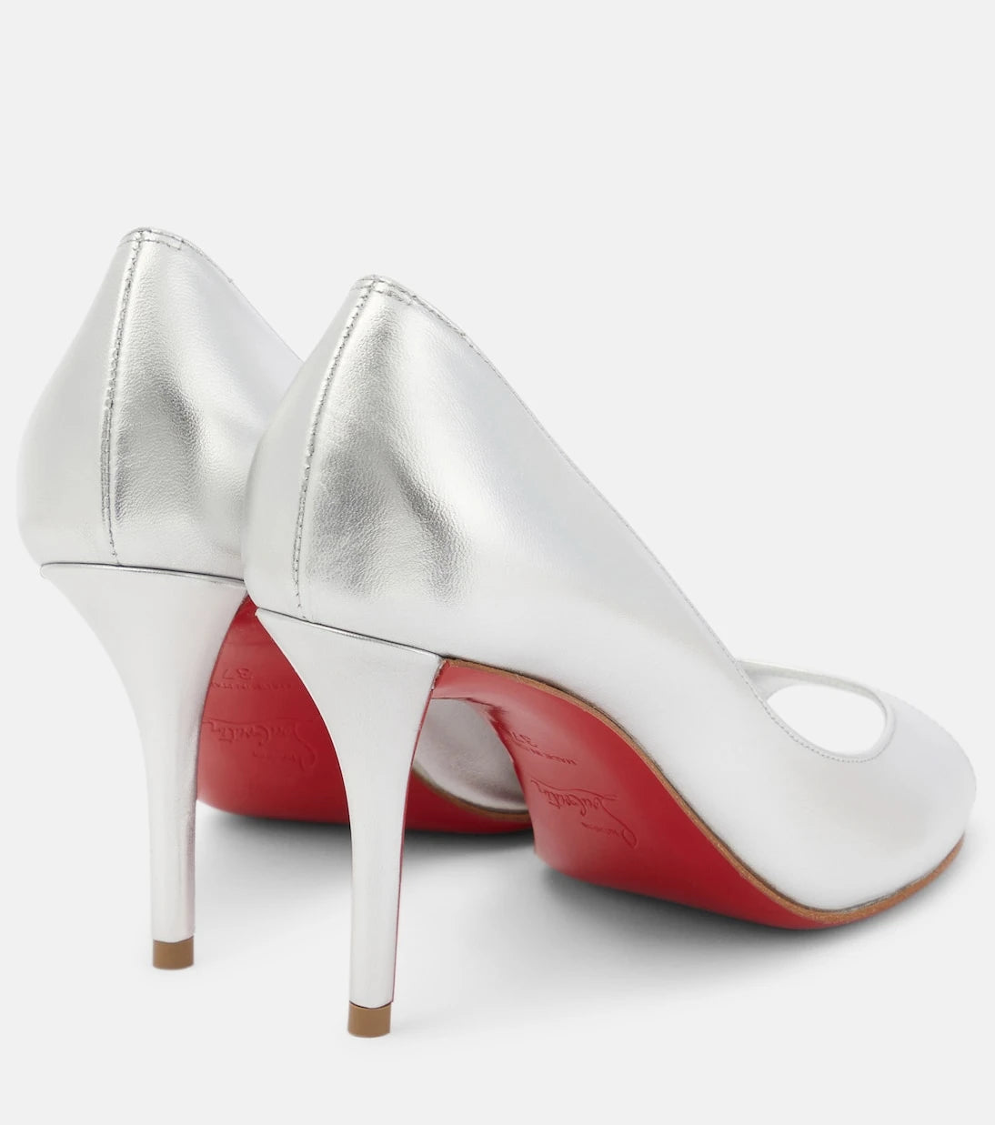 Christian Louboutin - Open Apostropha 80 metallic leather pumps