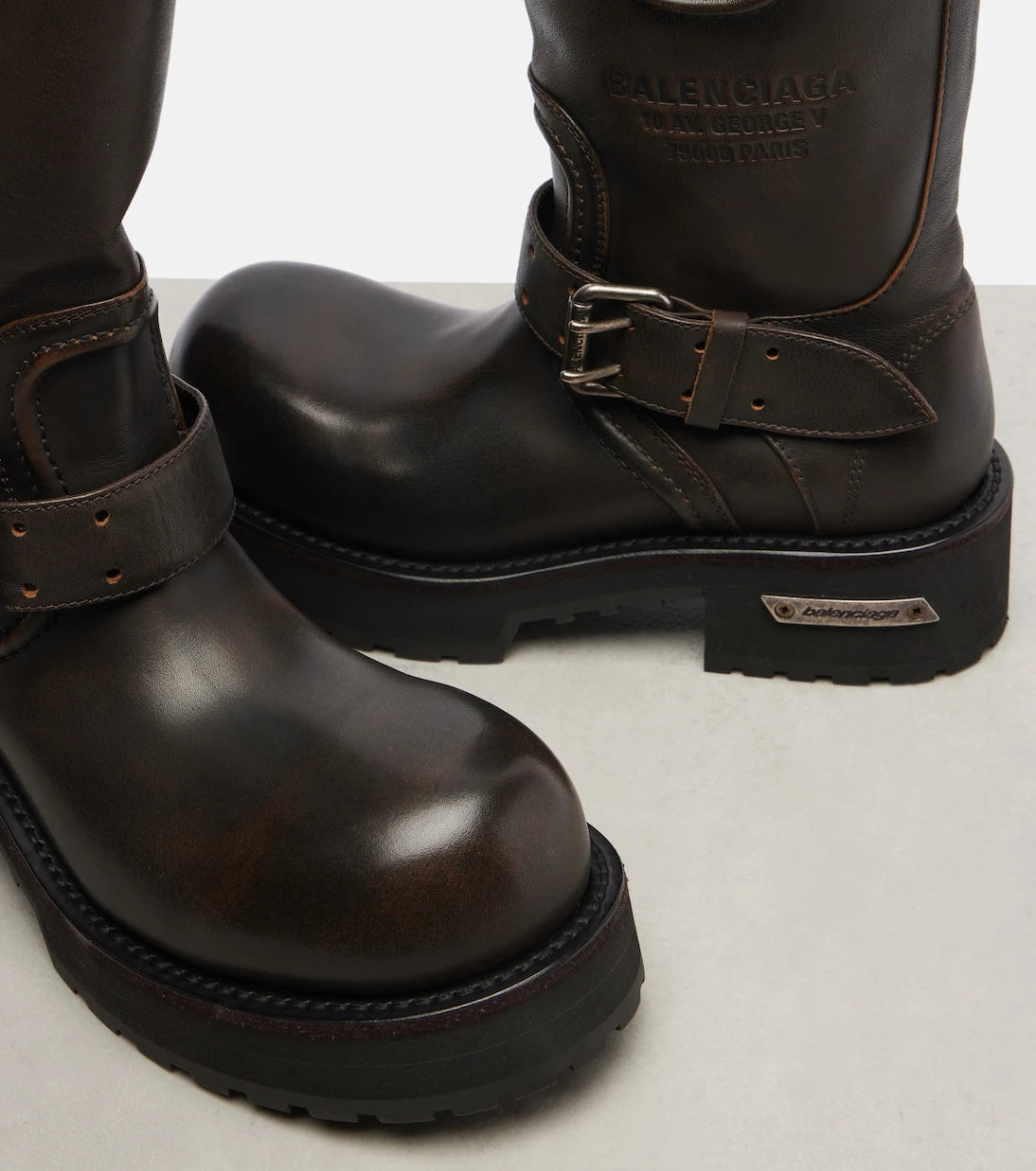 Balenciaga - Venom debossed leather boots