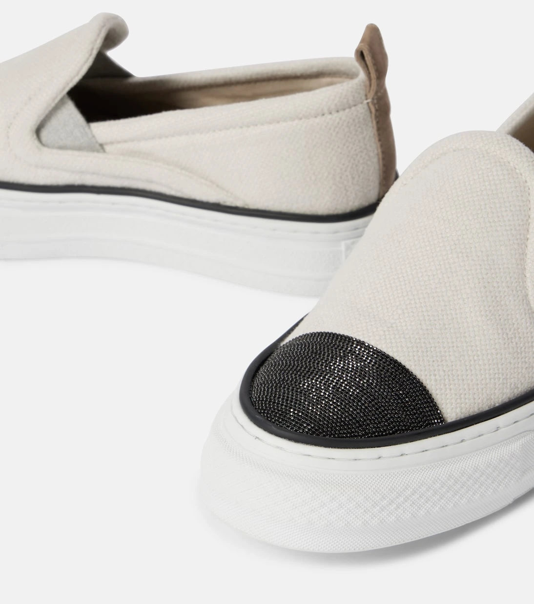 Brunello Cucinelli - Monili canvas slip-on shoes