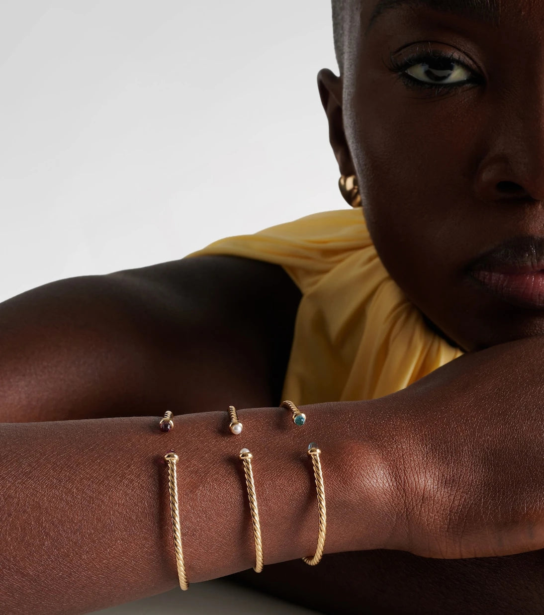 David Yurman - Cablespira® Flex Micro 18kt gold cuff bracelet with pearls