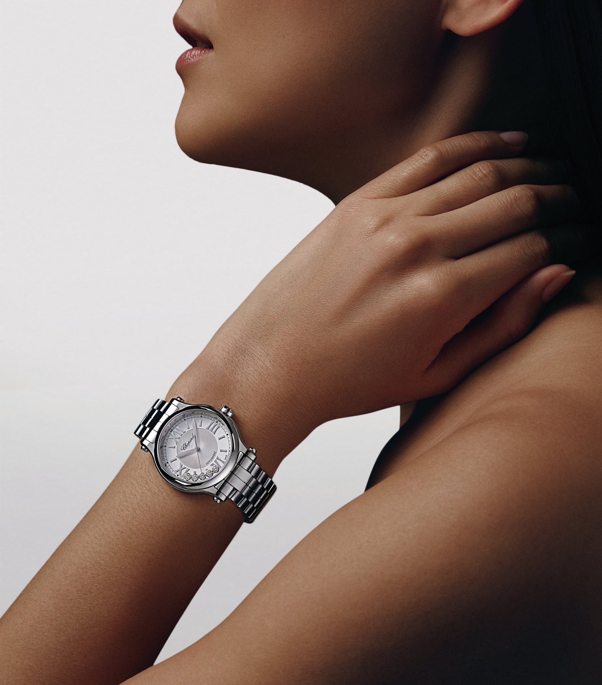 Stainless Steel and Diamond Happy Sport Automatic Watch 33mm