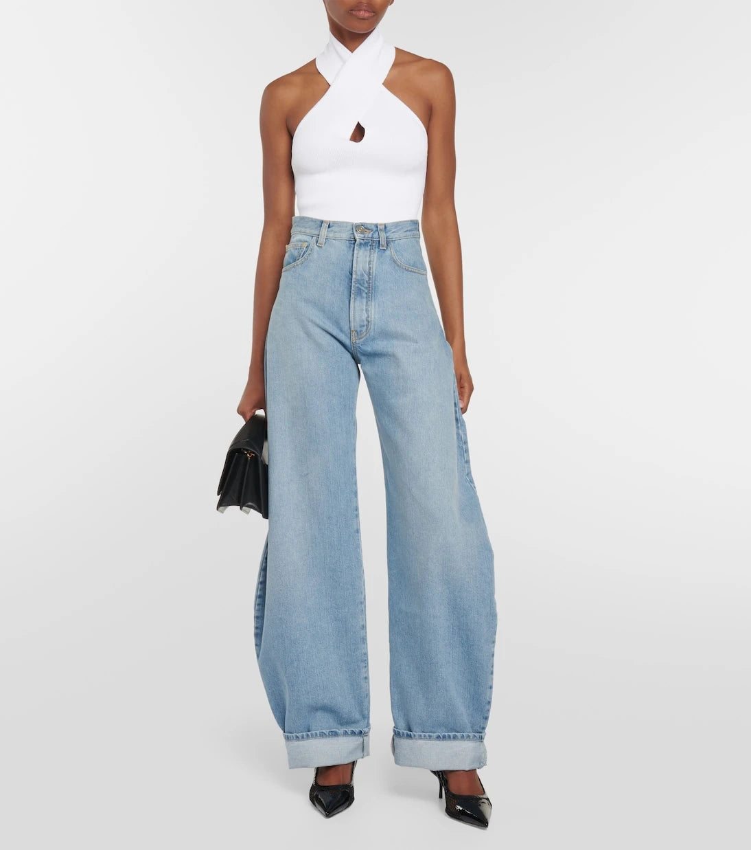 Alaïa - Fitilli örgü halter yaka body