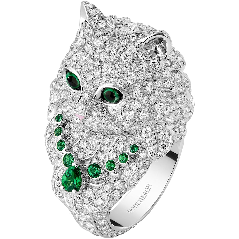 White Gold and Diamond Wladimir the Cat Ring