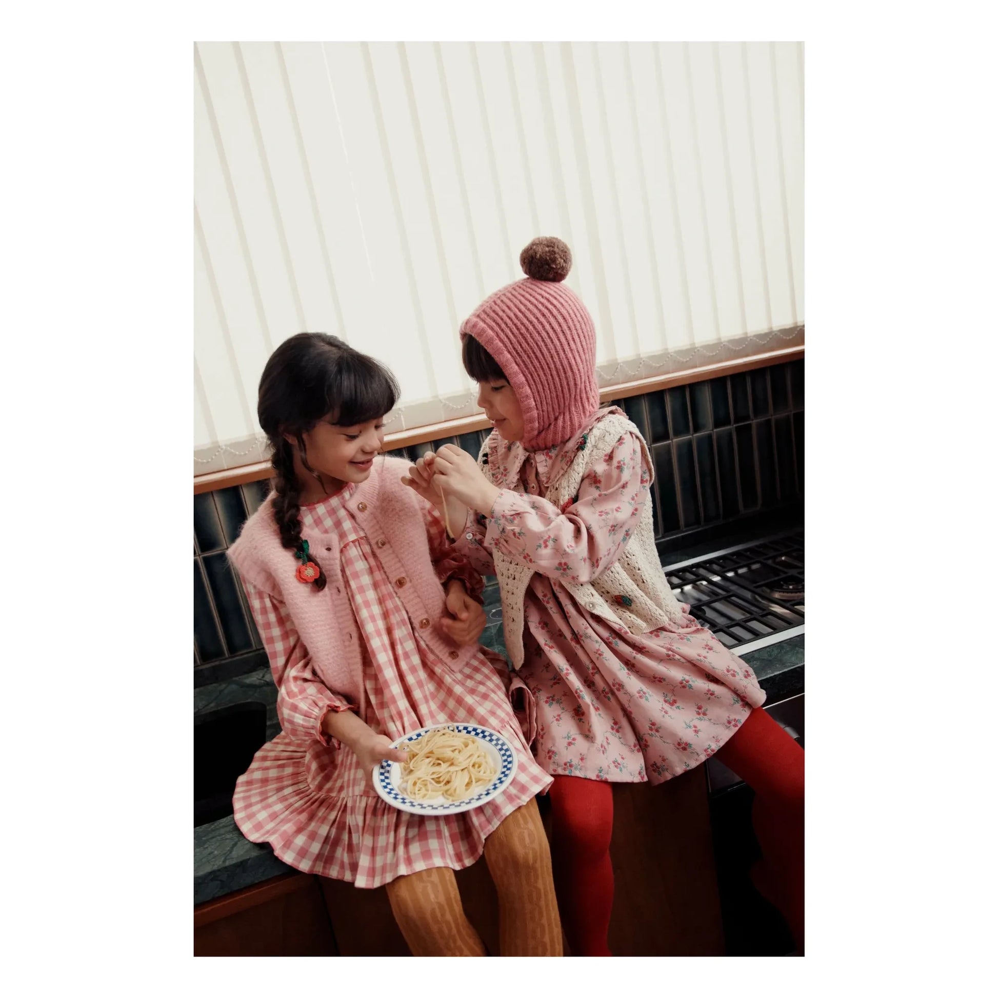 Emile et Ida - Gingham Ruffle Dress | Pink