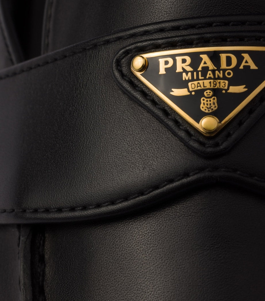 Black Leather Triangle Slippers