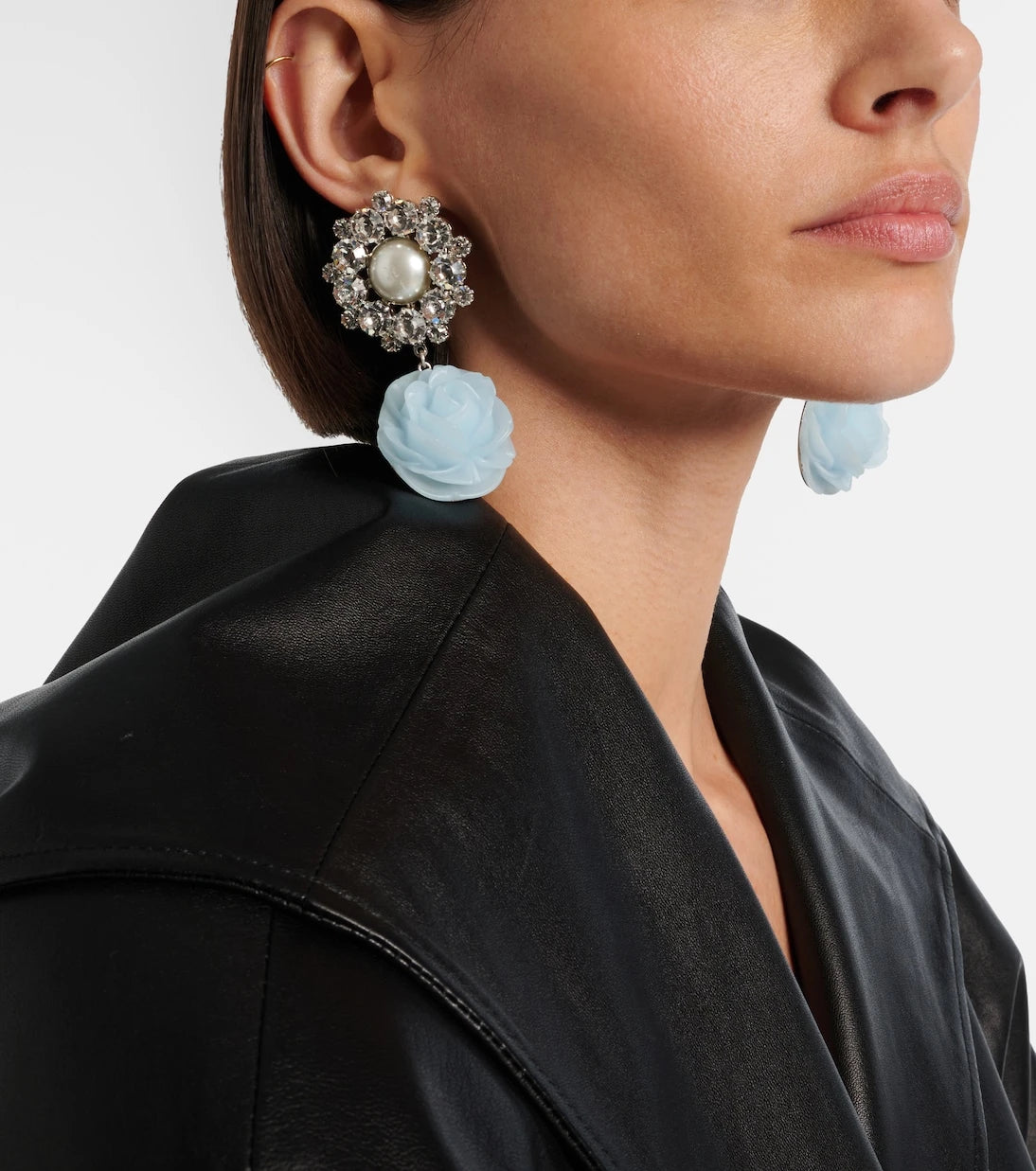 Magda Butrym - Floral-appliqué embellished drop earrings
