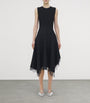 McQueen Black Lace-Trim Asymmetric Midi Dress