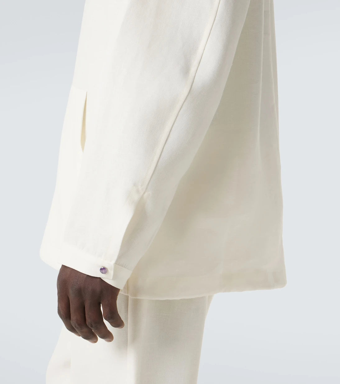 God's True Cashmere - Hooded linen jacket with amethyst