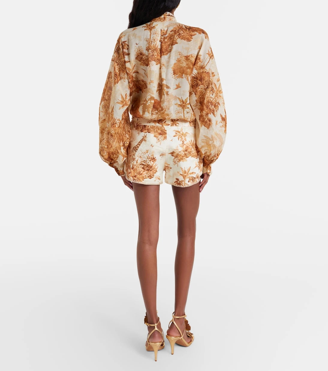 Zimmermann - Indra beaded printed linen shorts