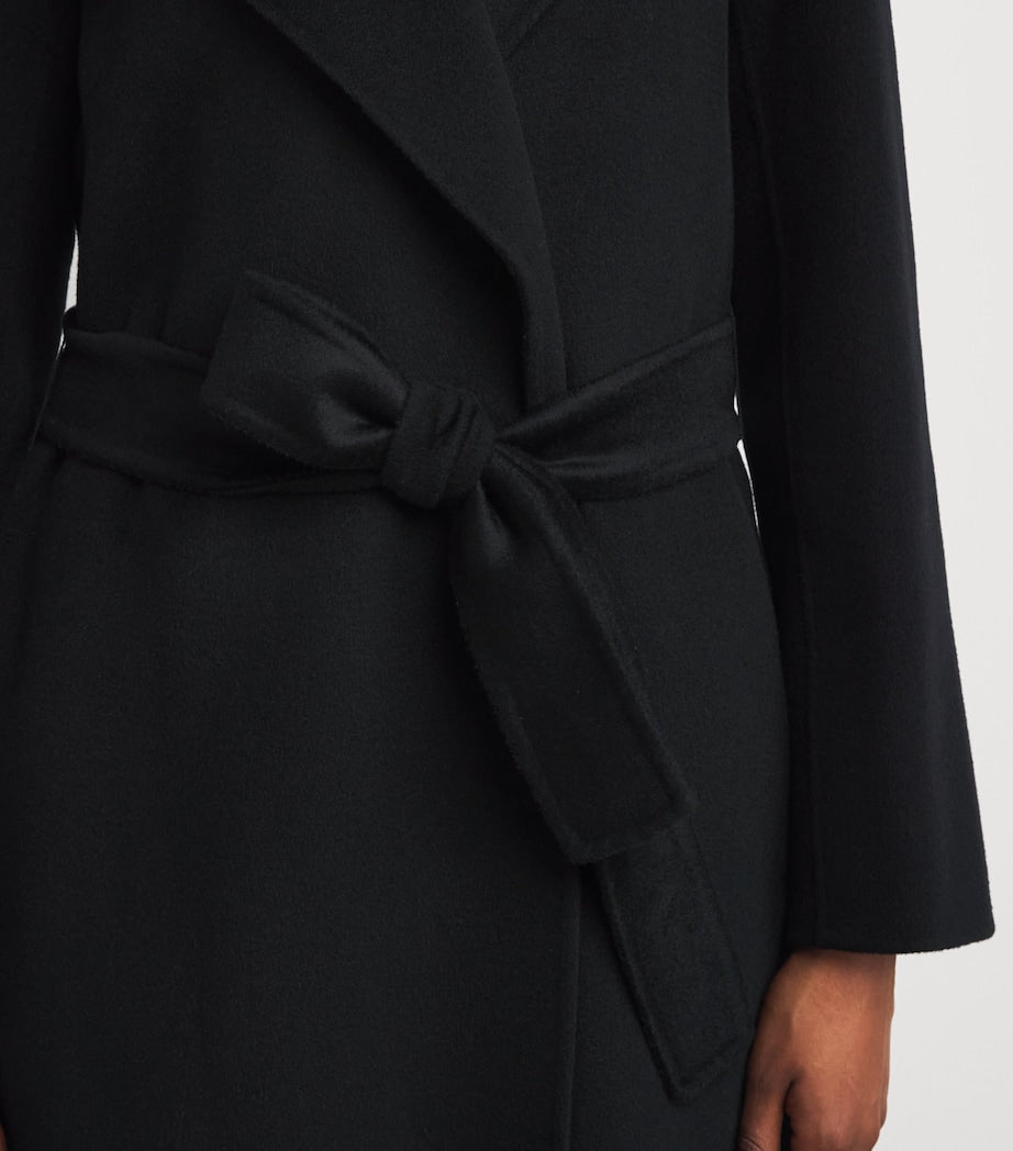 Max Mara Black Virgin Wool-Cashmere Wrap Coat