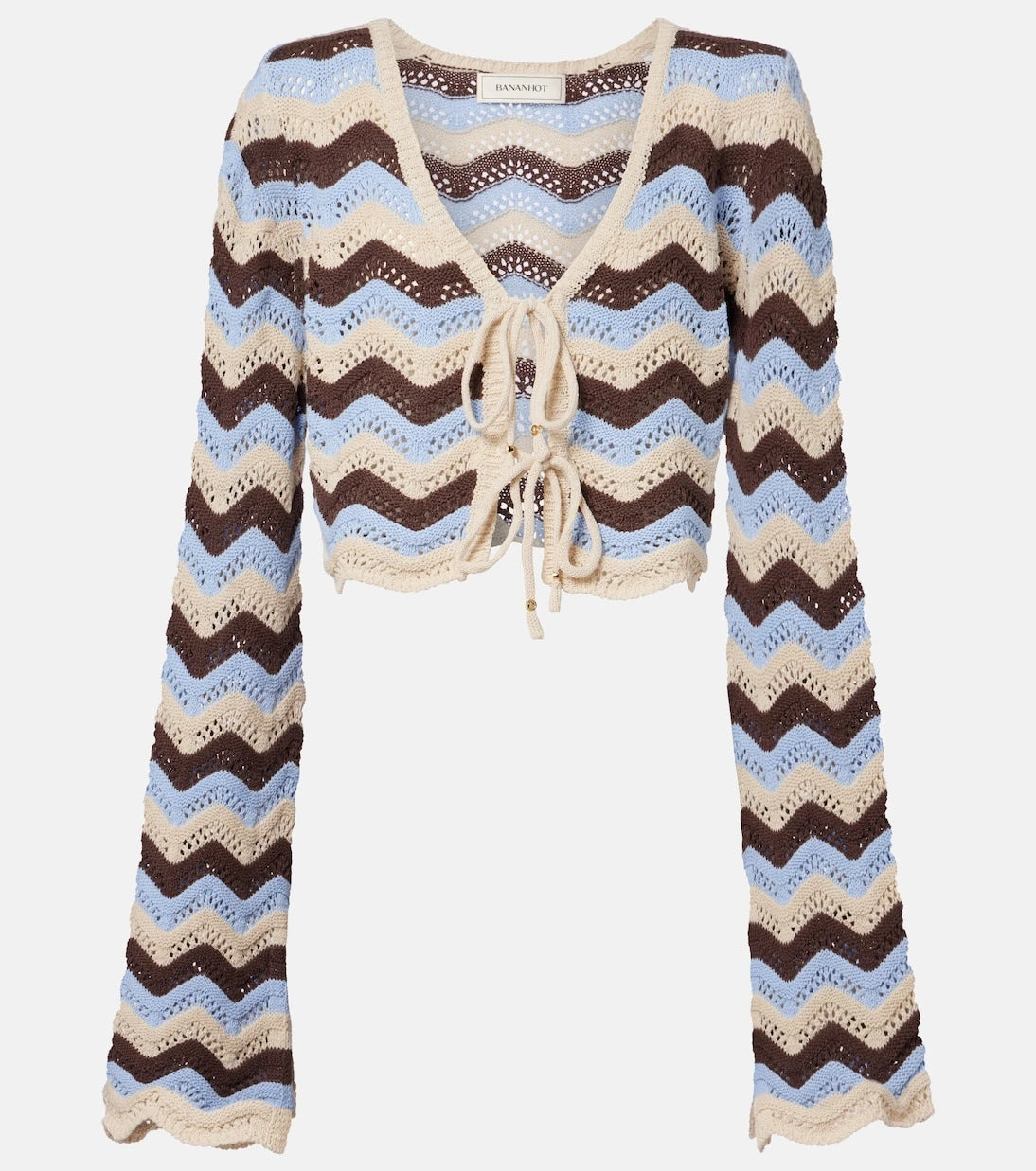 Bananhot - Miana open-knit cotton-blend crop top