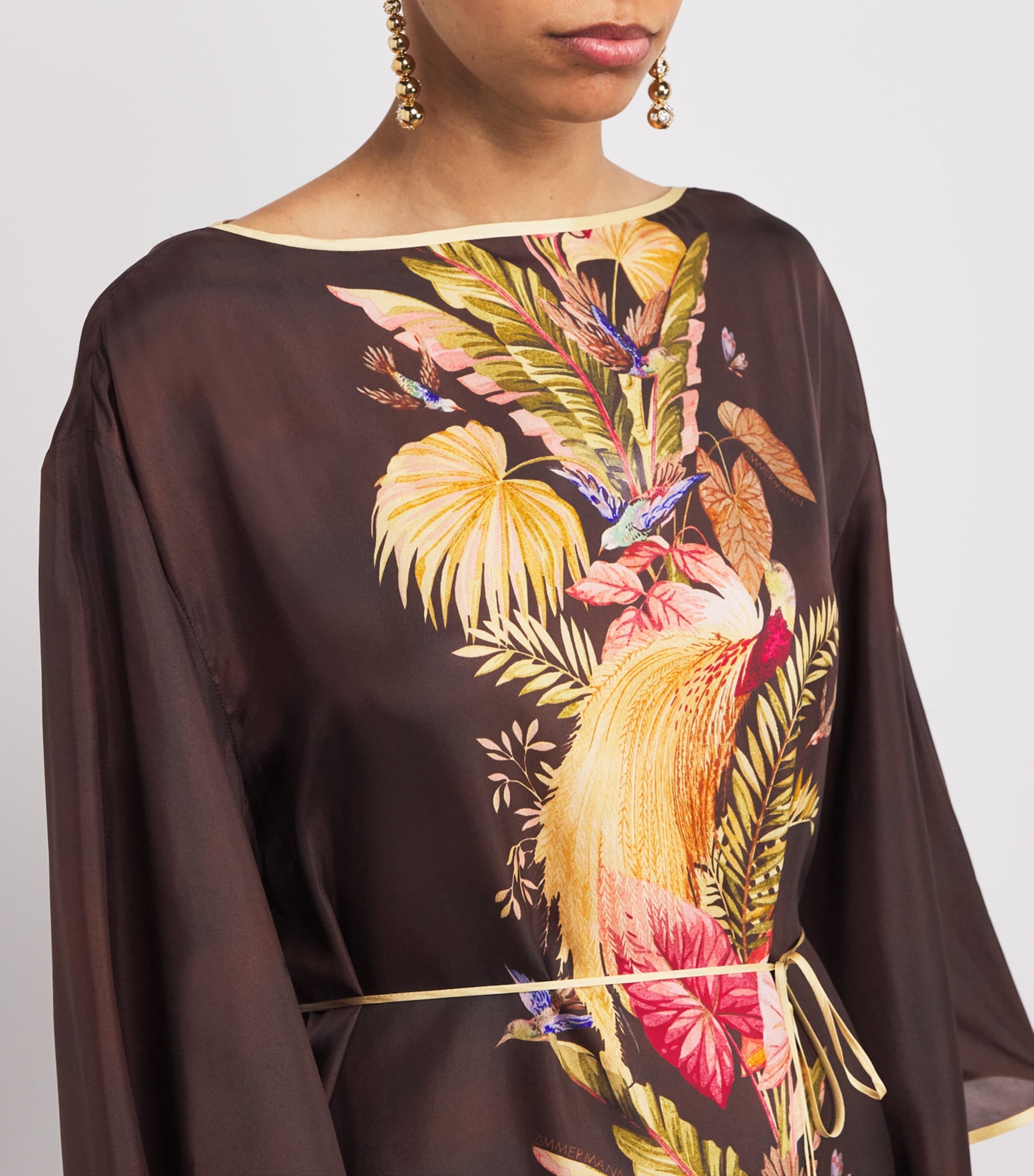 Zimmermann Burgundy Palm Ascension Tunic Midi Dress