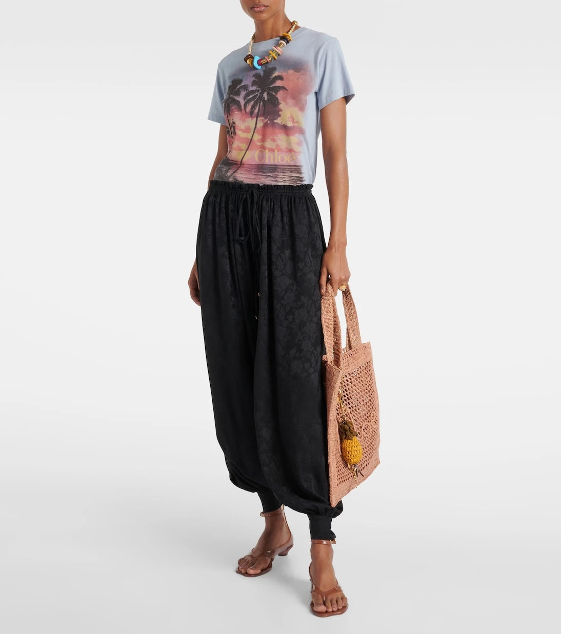 Chloé - Summer Banana raffia-effect tote bag