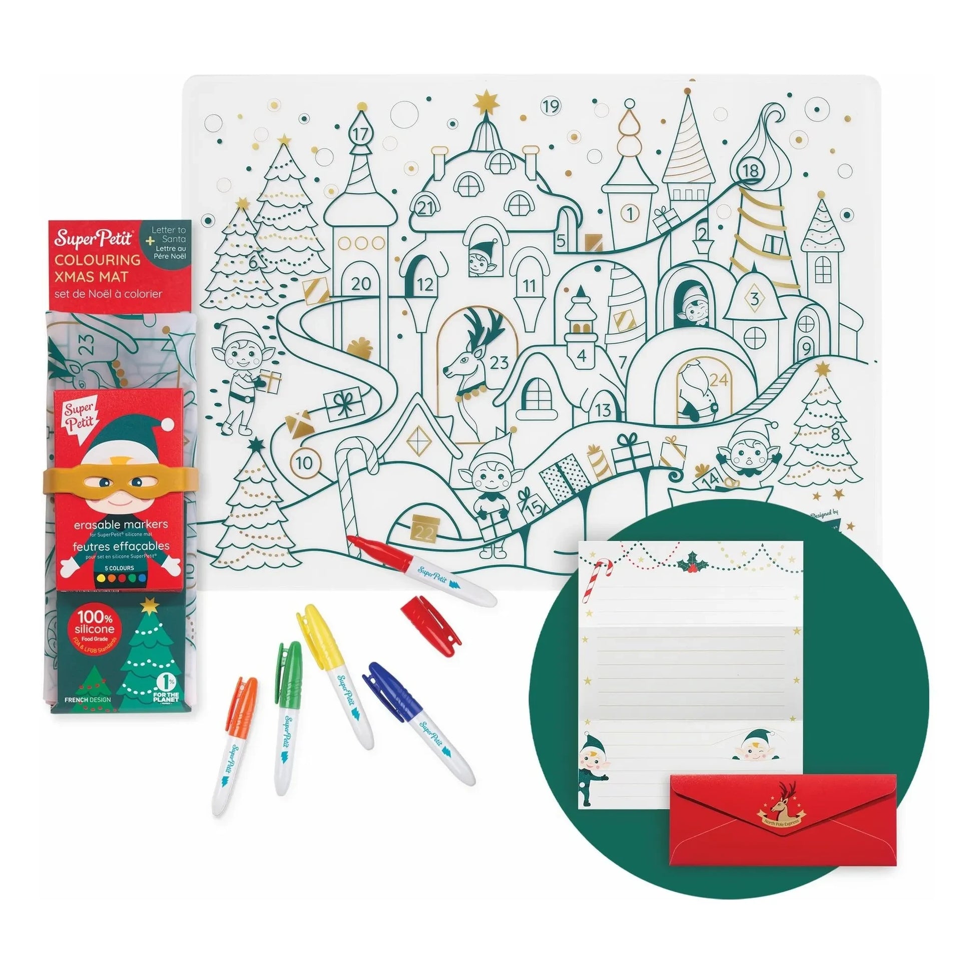 Superpetit - Christmas Village coloring set with 5 markers