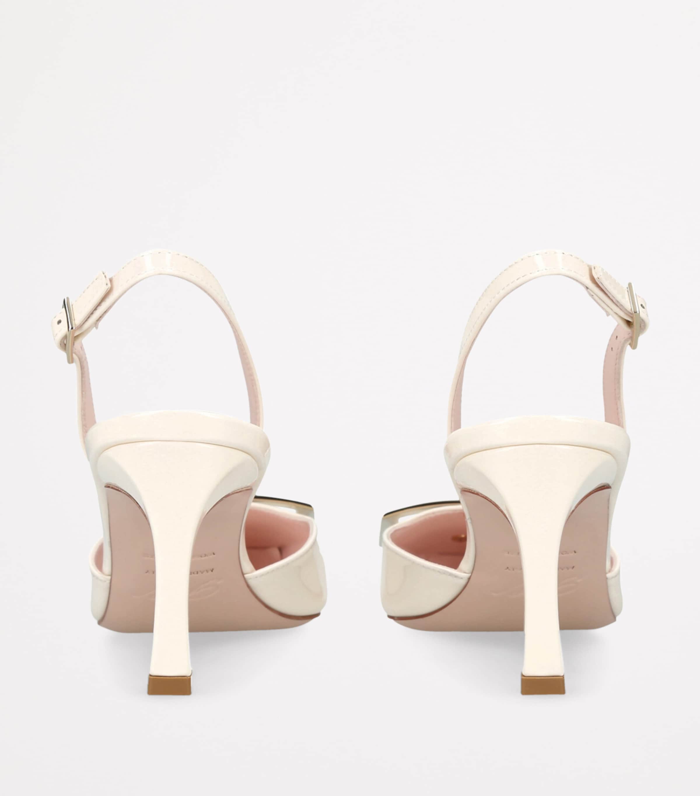 White Leather Trompette Slingback Pumps 70