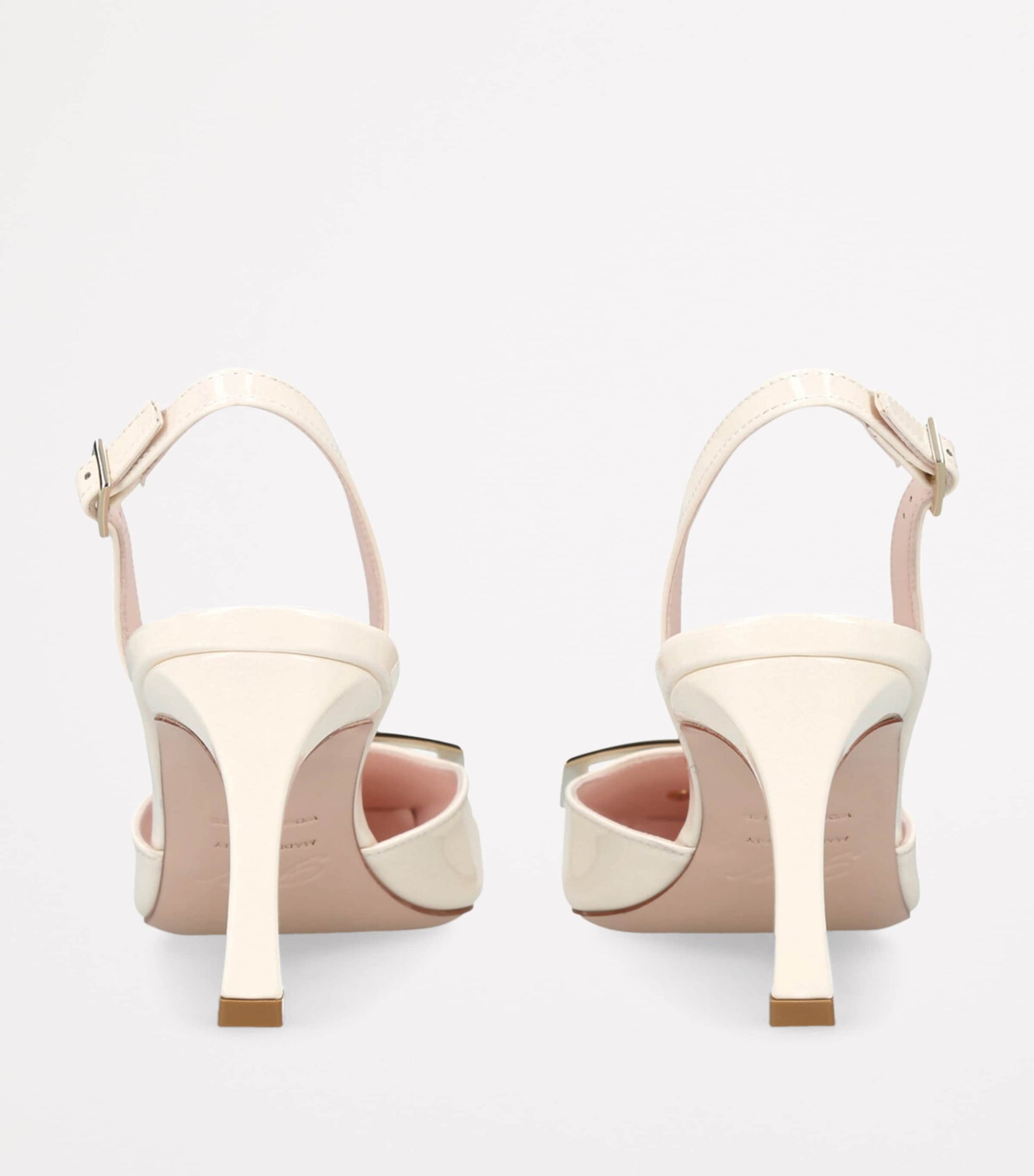 White Leather Trompette Slingback Pumps 70