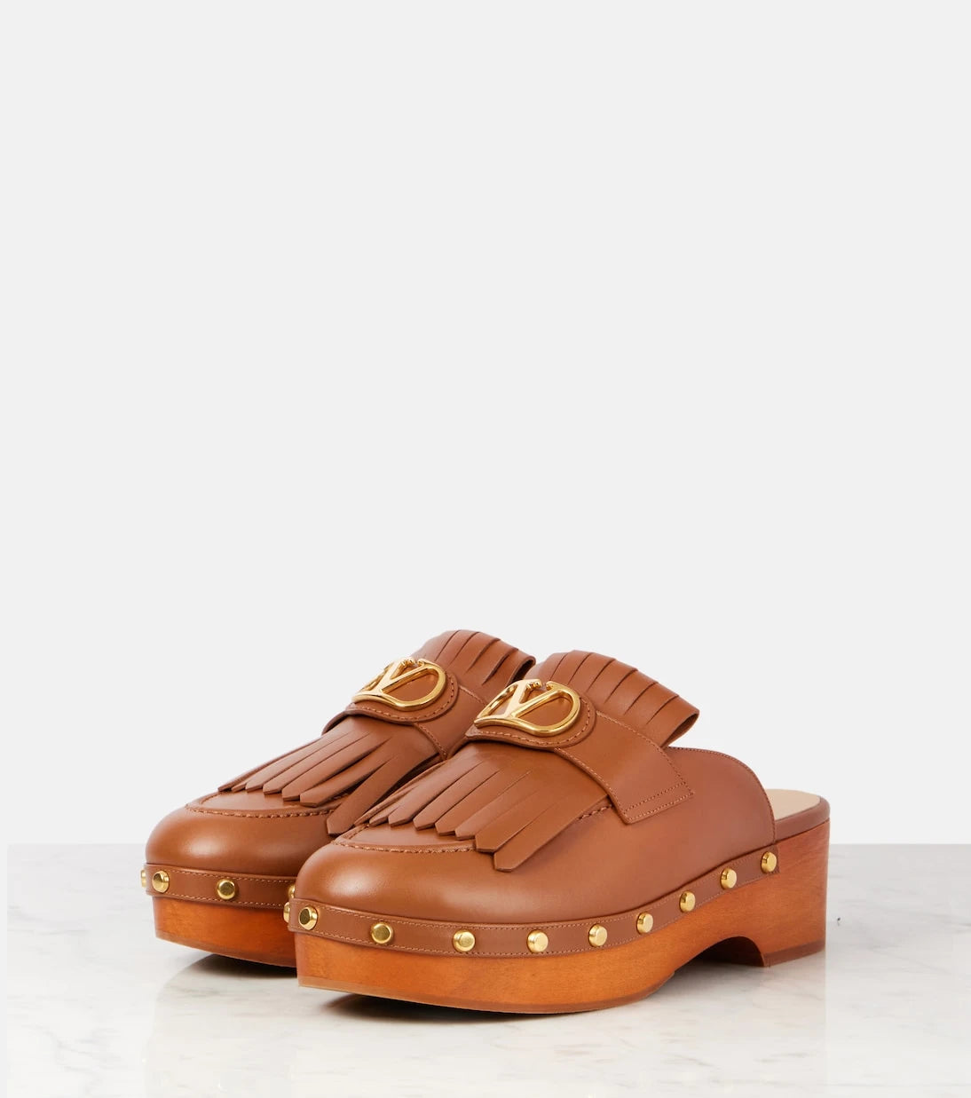 Valentino Garavani - VLogo fringed leather clogs