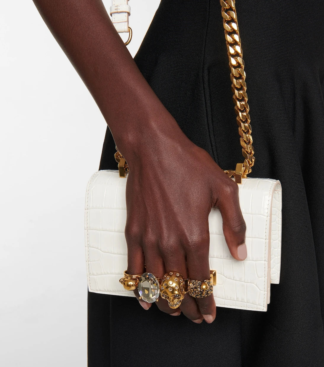 McQueen - Jewelled Satchel Mini leather crossbody bag