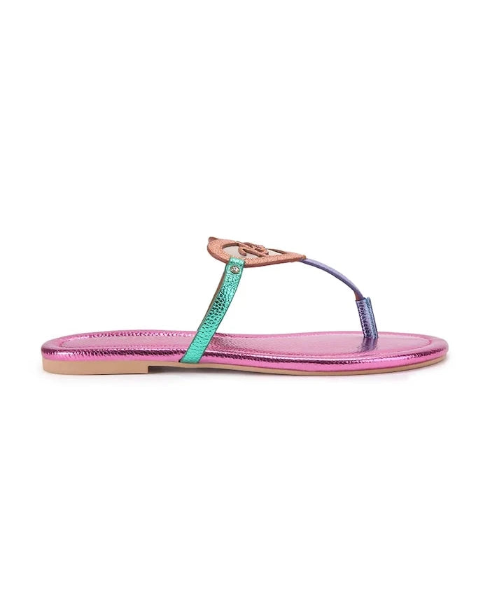 Kurt Geiger London чехли дамски от кожа Kurt Heart T Bar Flat