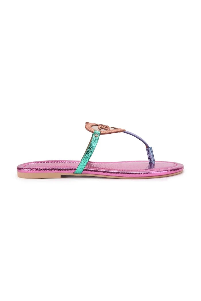 Kurt Geiger London kadın deri Kurt Heart T Bar Flat terlik