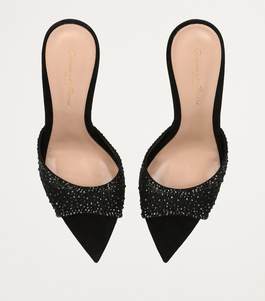 Gianvito Rossi Black Suede Embellished Rania Mules 85