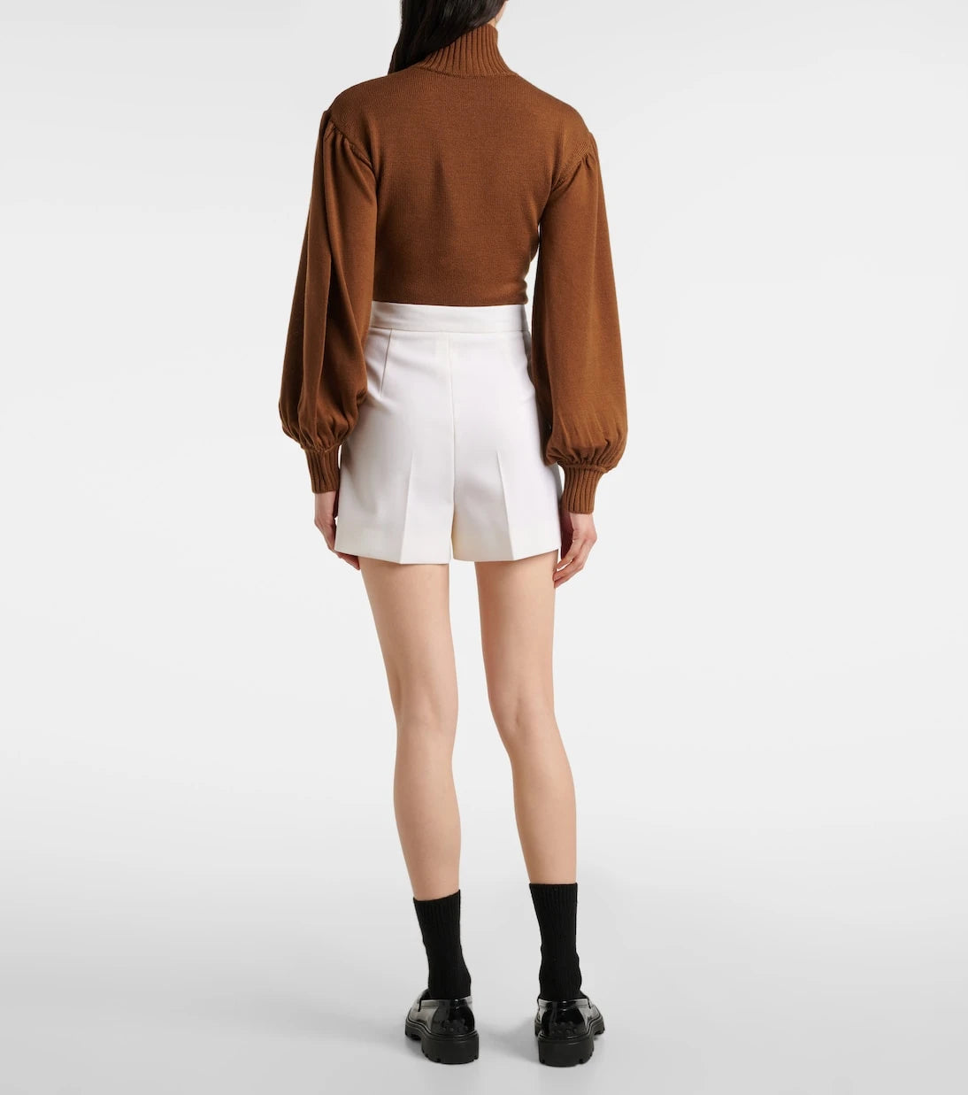 Max Mara - Zic high-rise wool-blend canvas shorts