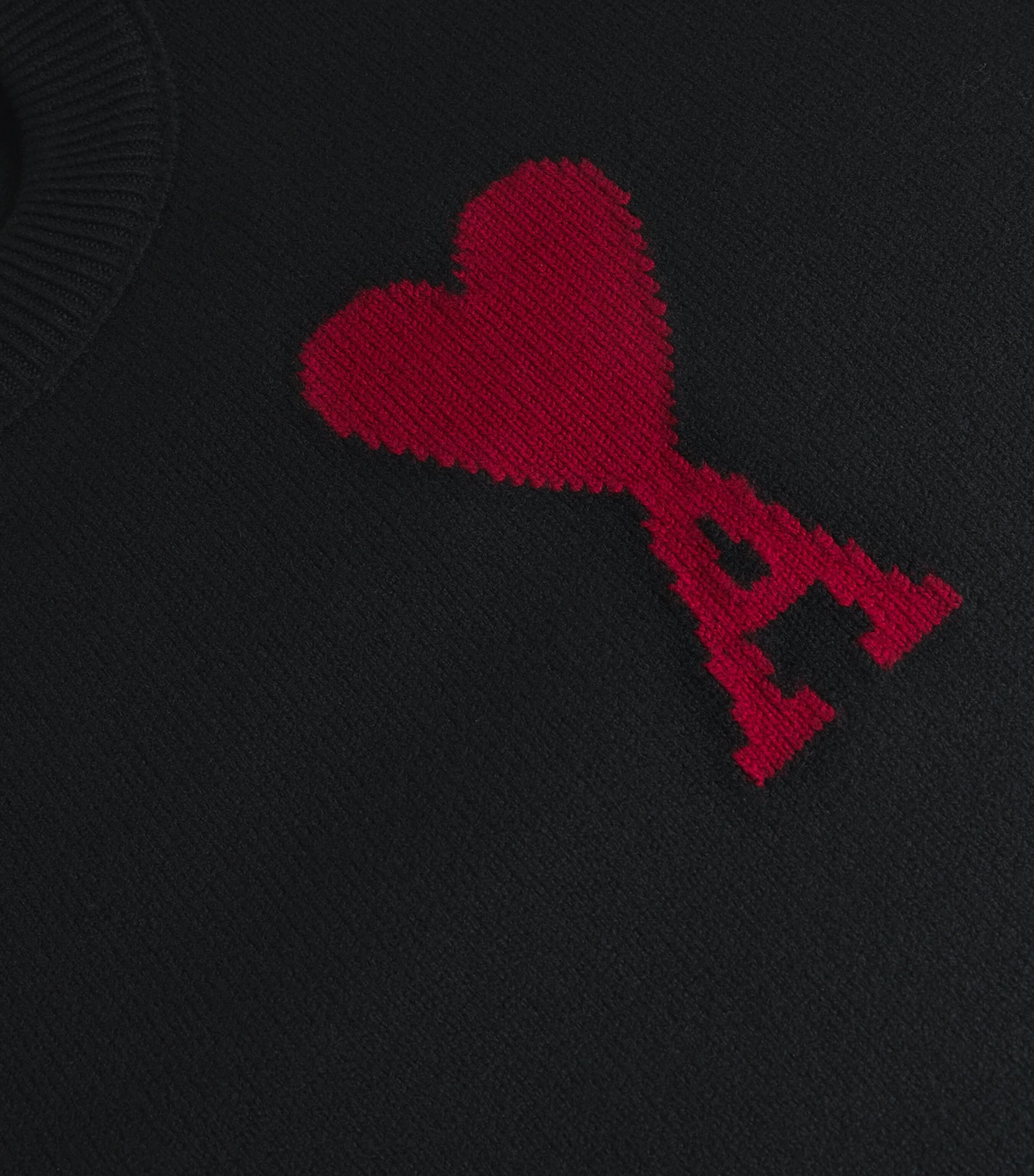 AMI Paris Black Virgin Wool Ami de Coeur Sweater