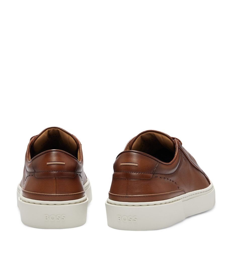 BOSS Leather Lace-Up Sneakers