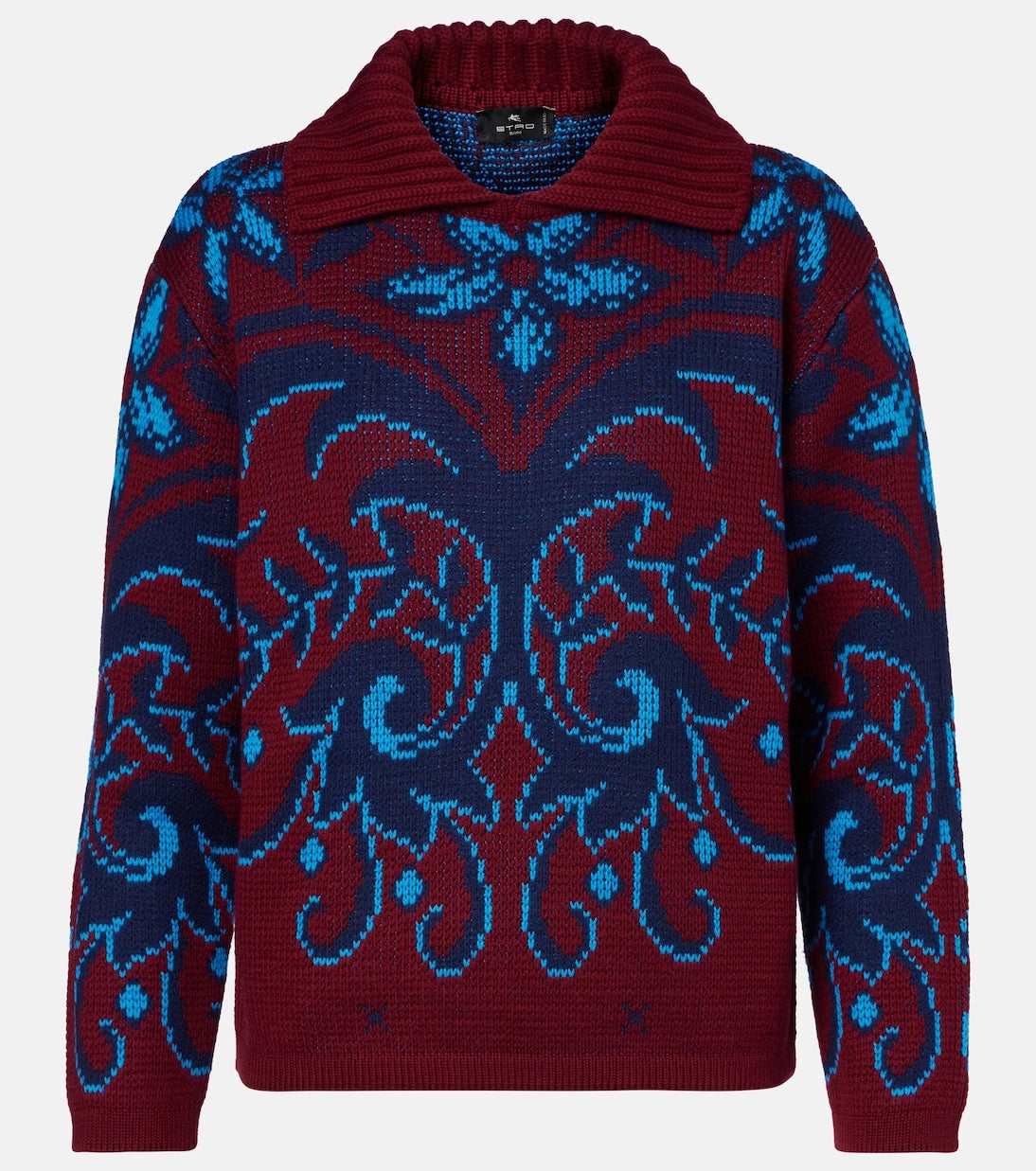 Etro - سويتر بولو من صوف الجاكار بنقشة البيزلي