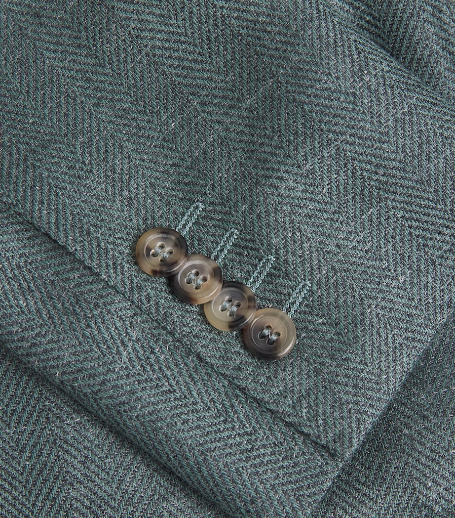 Canali Green Wool-Blend Tailored Blazer