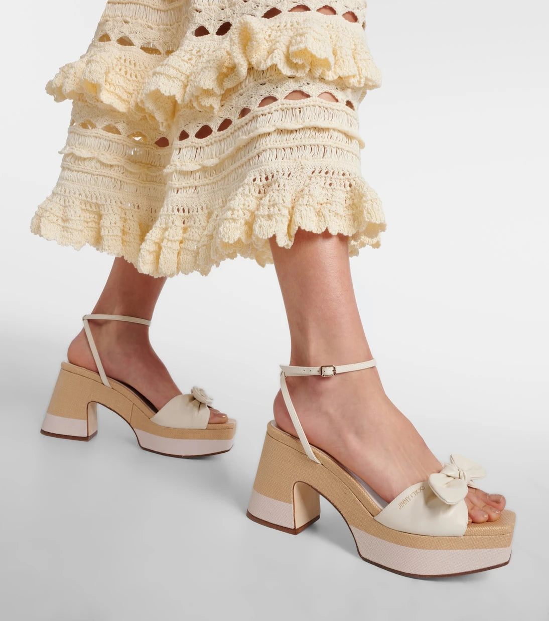 Jimmy Choo - Ricia leather and raffia platform sandals