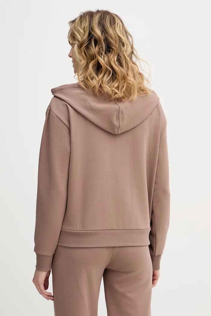 BOSS kadın pamuklu kapüşonlu fermuarlı sweatshirt Shiny B Jacket H