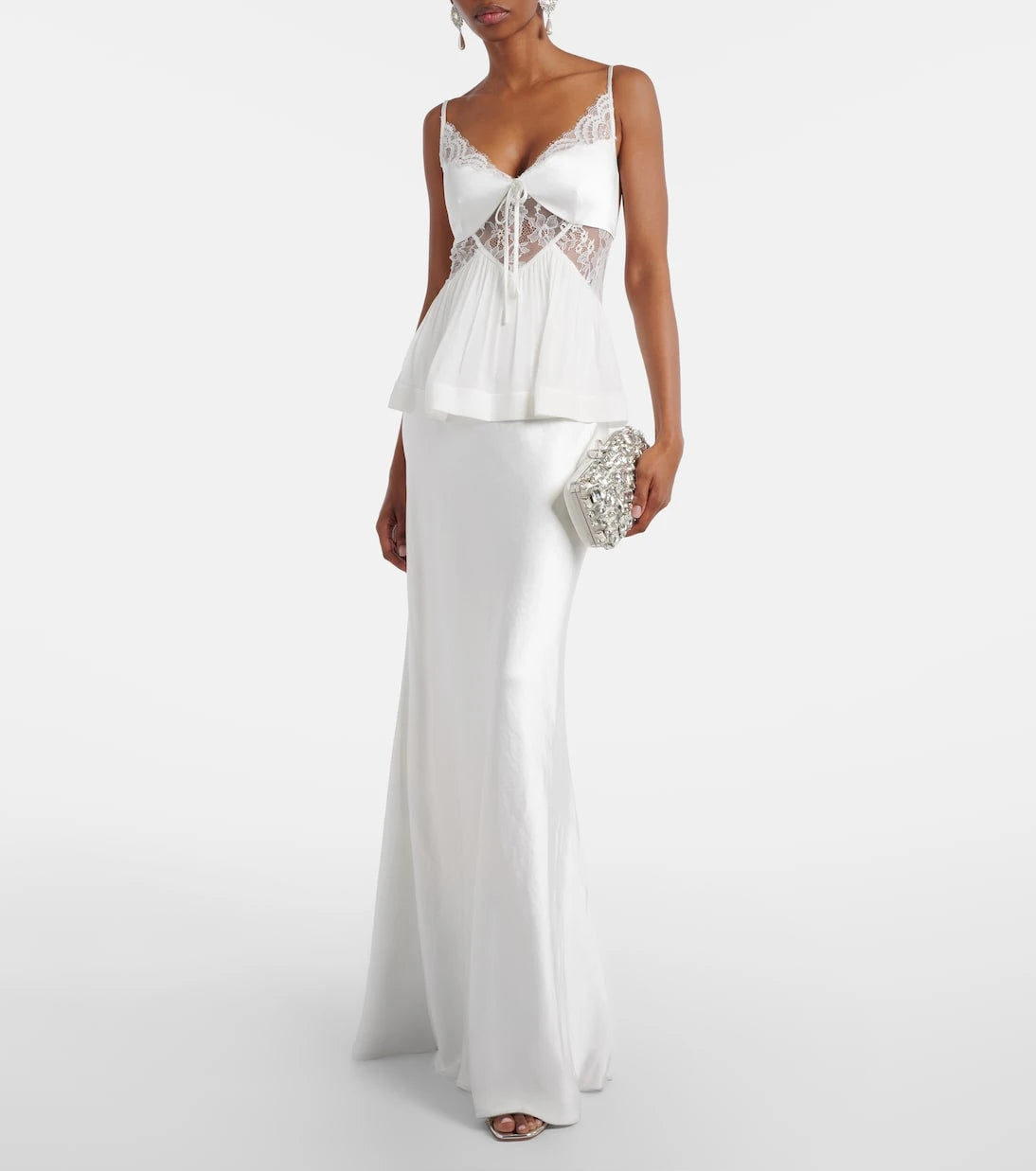 Self-Portrait - Lace-trimmed georgette and satin gown