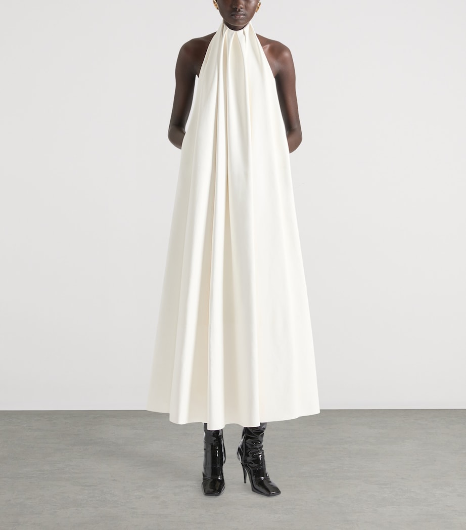 Givenchy White Leather Halterneck Maxi Dress