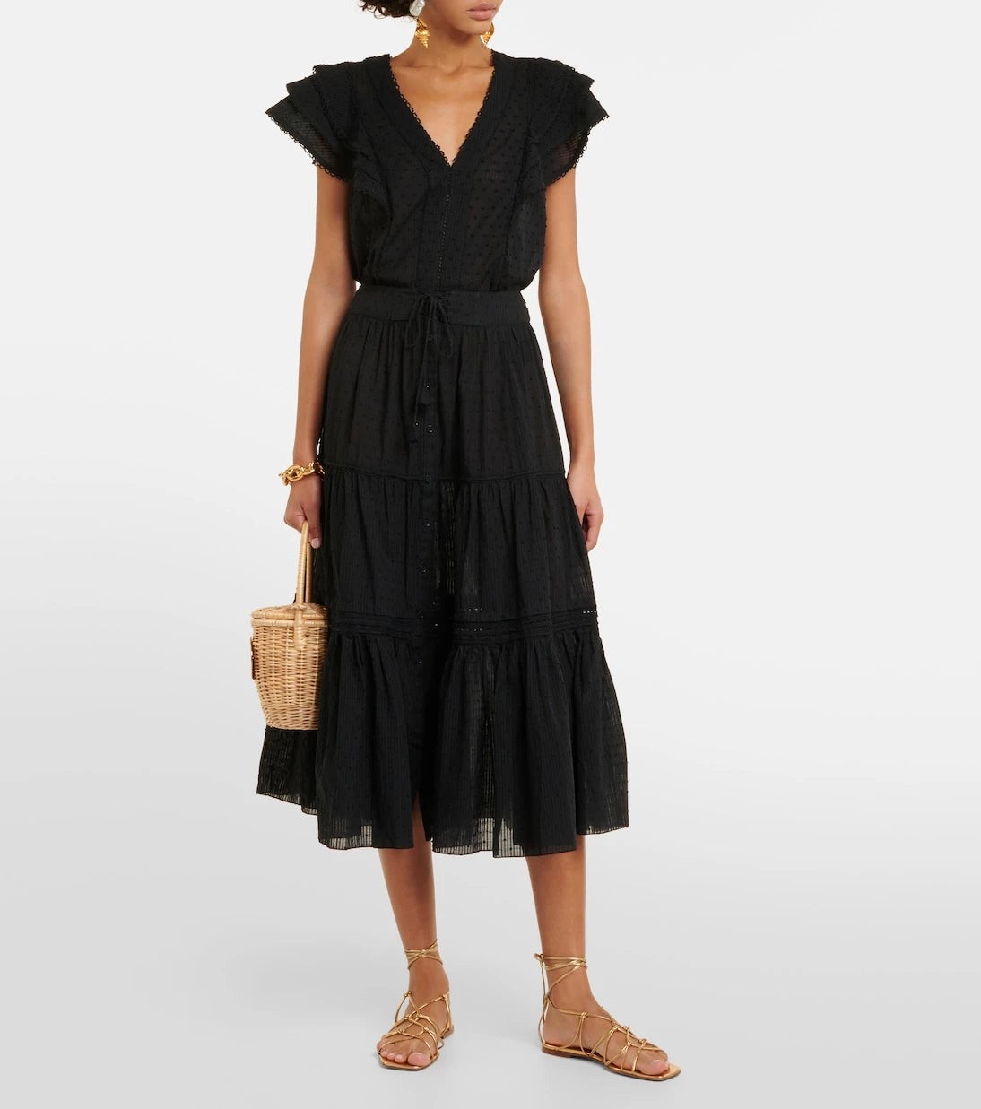 Poupette St Barth - Brie cotton-blend midi skirt