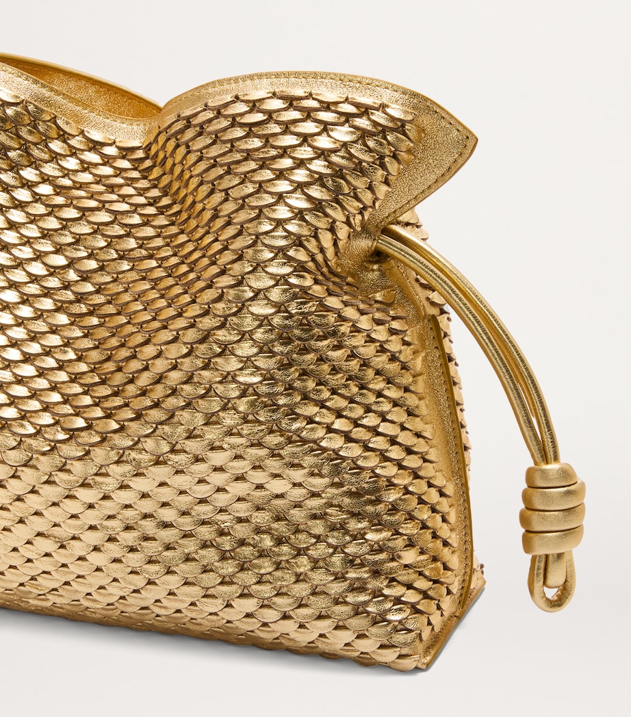 Gold Medium Leather Scales Flamenco Clutch