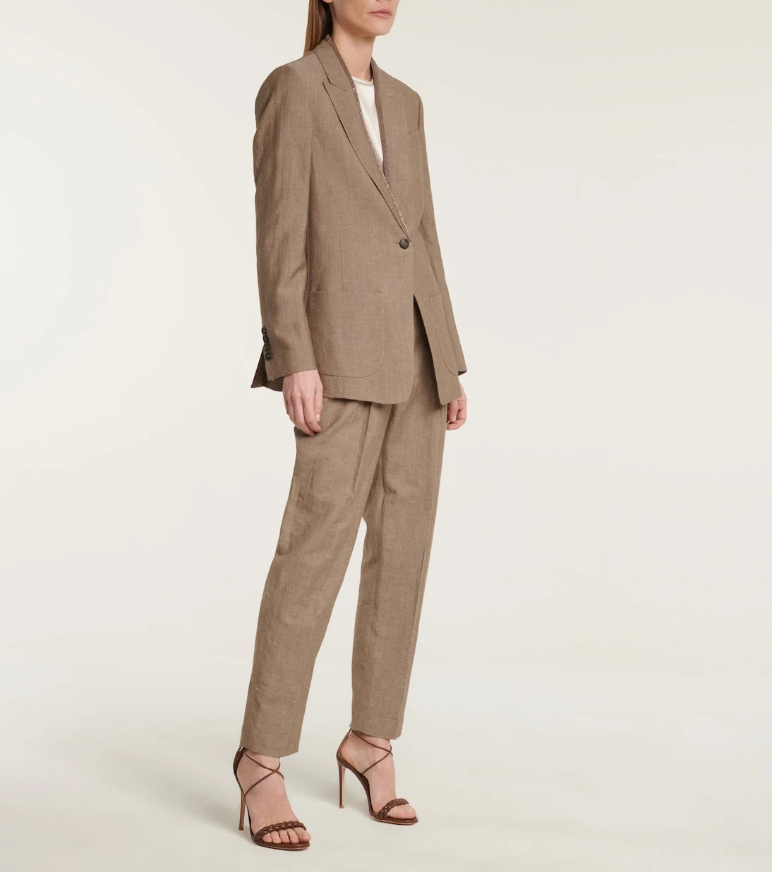 Brunello Cucinelli - High-rise straight wool and linen pants