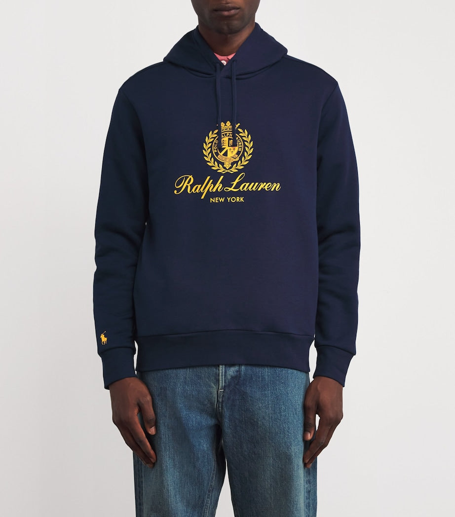 Cotton-Blend Polo Crest Hoodie NAVY