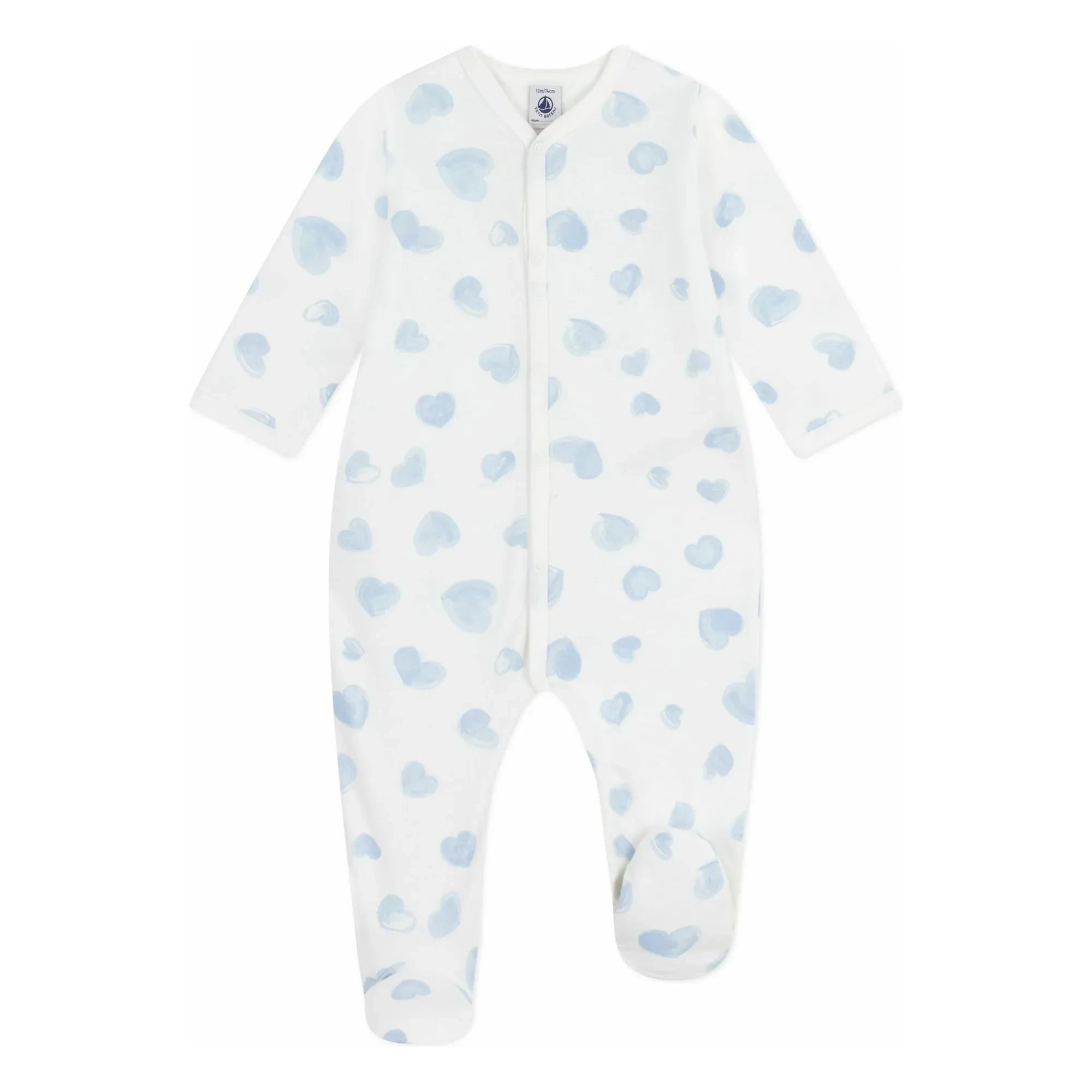 Petit Bateau - Pyjama Sleep Well Thick Hearts Organic Cotton | Blue
