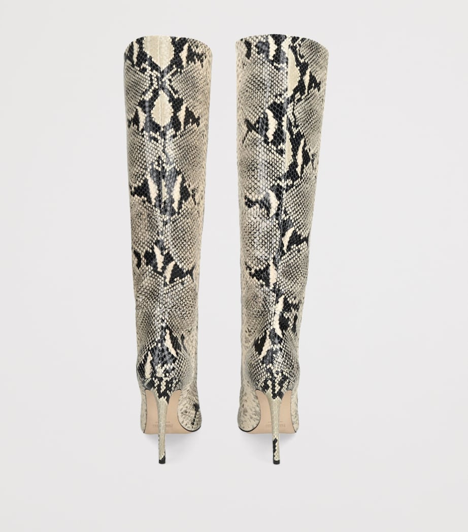 Paris Texas Multi Leather Python Print Knee-High Boots 105