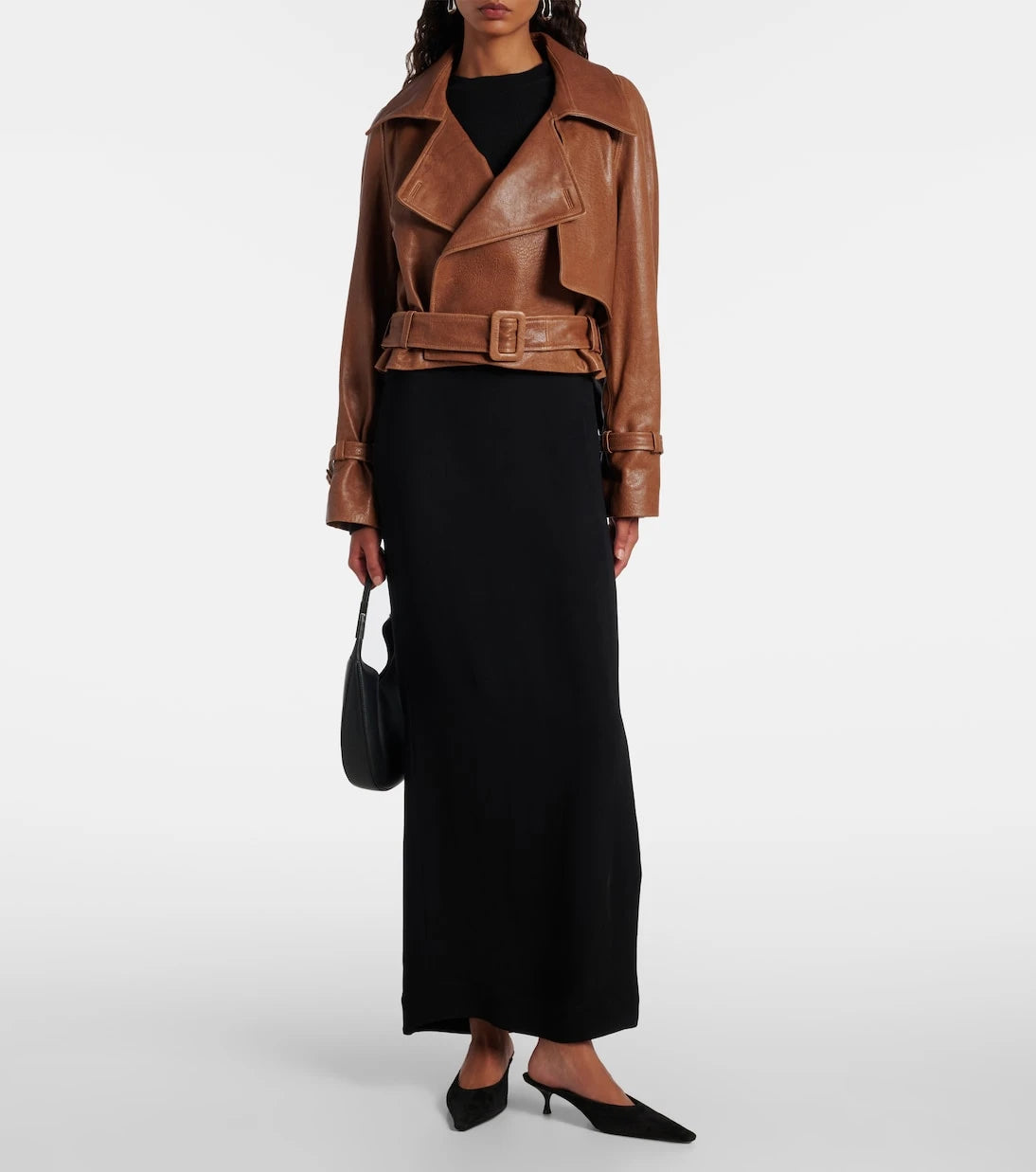 Nour Hammour - Hatti cropped leather biker jacket