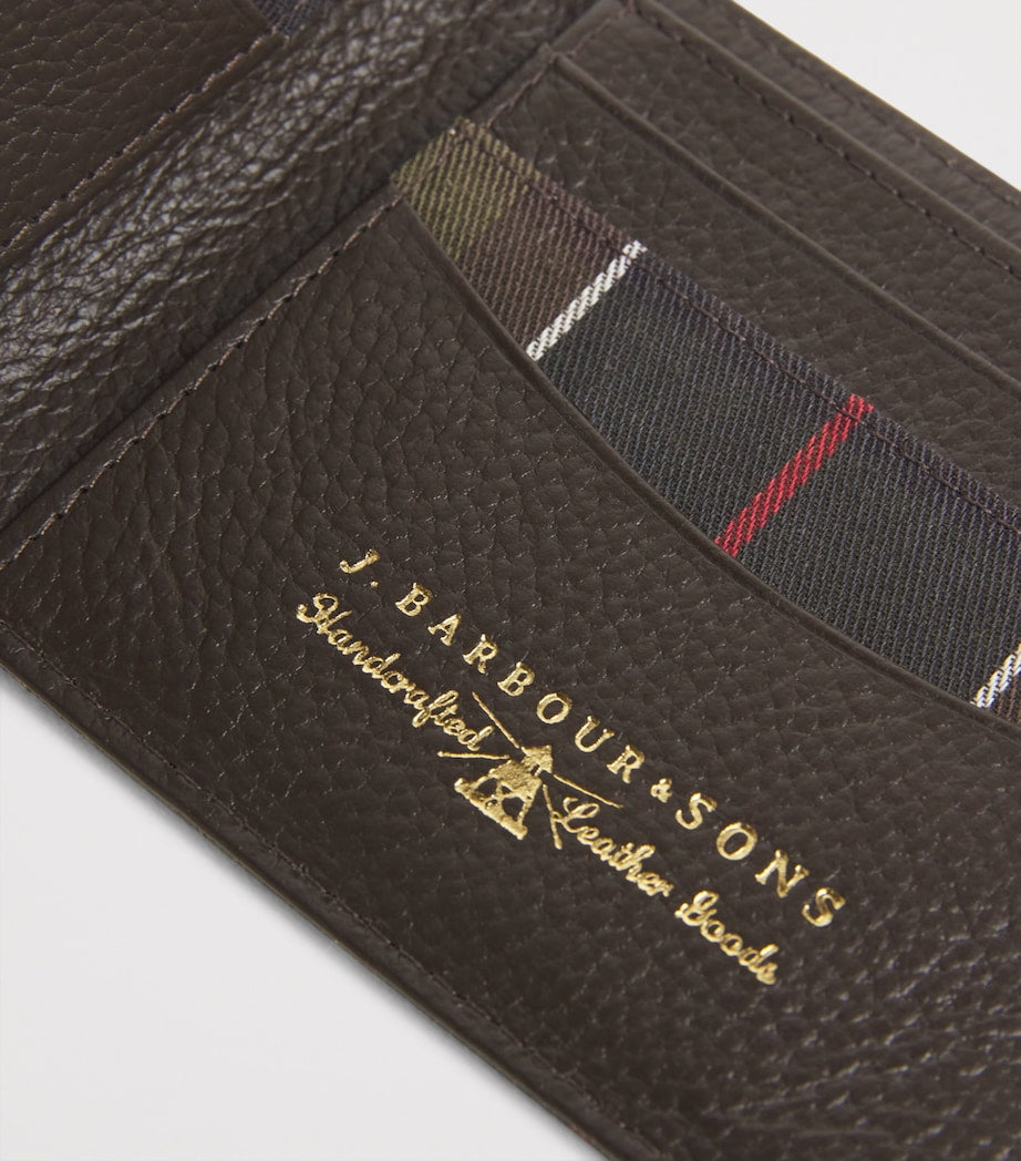 Cotton Leather-Detail Tartan Wallet