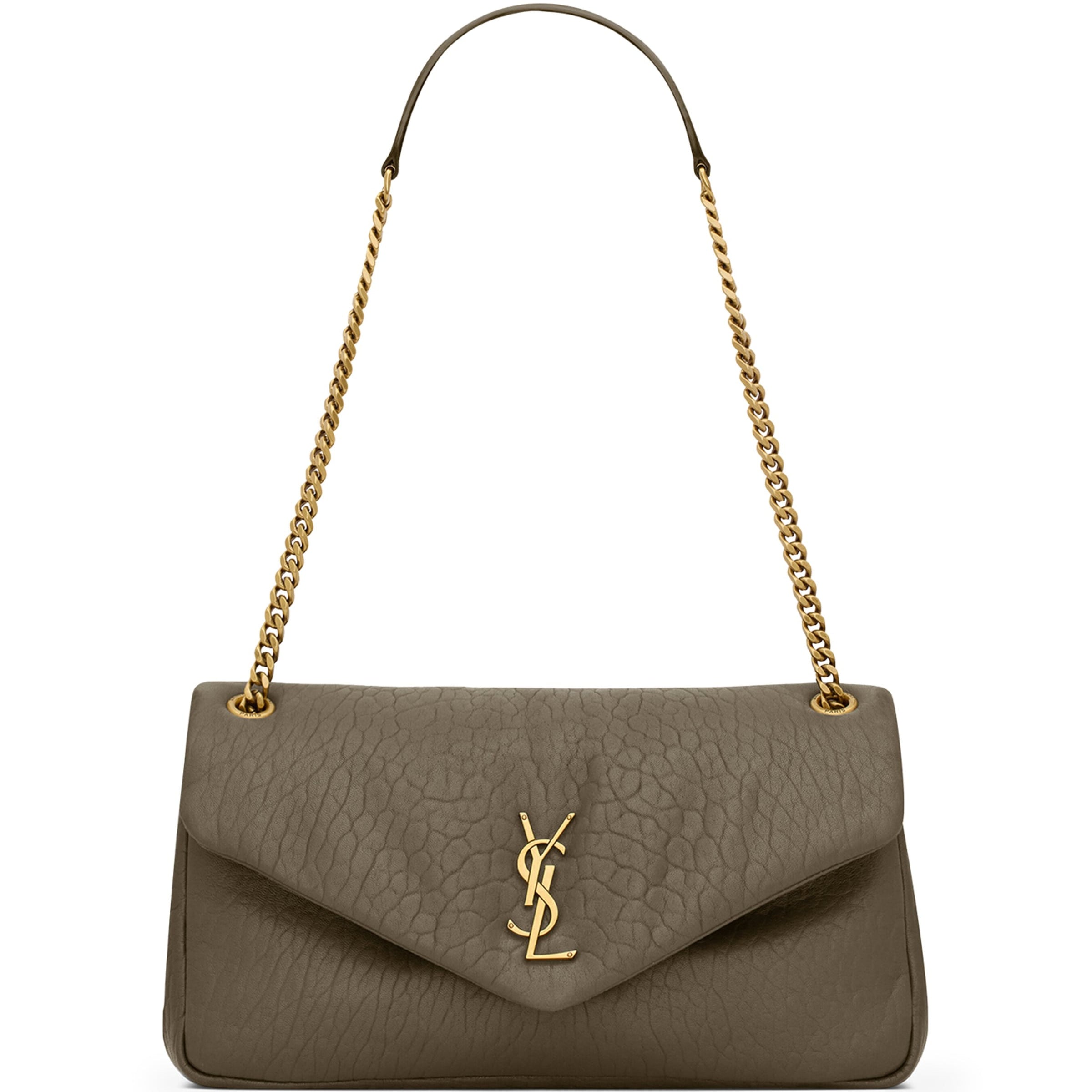 Saint Laurent Green Medium Lambskin Calypso Shoulder Bag